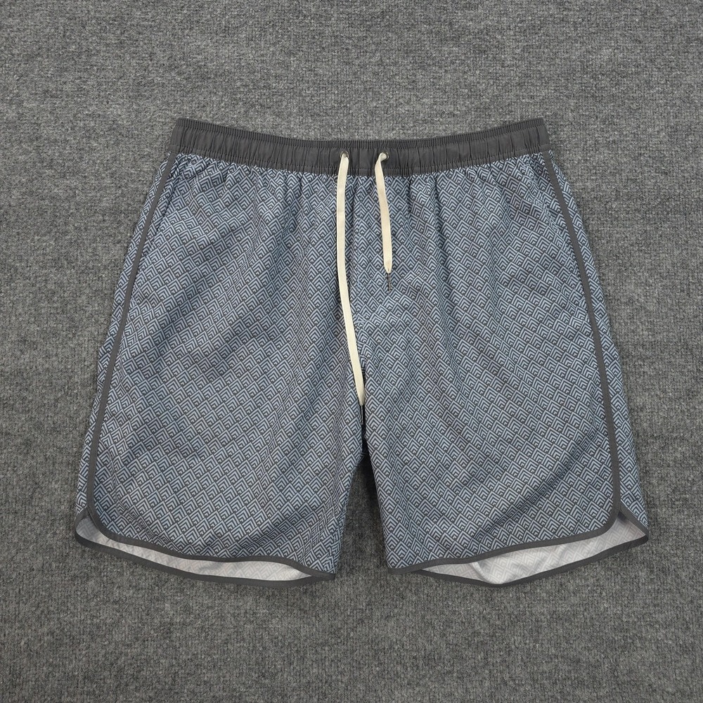Fair Harbor Swim Trunks Mens XL Blue Geometric The Anchor Stretch Lined Beach